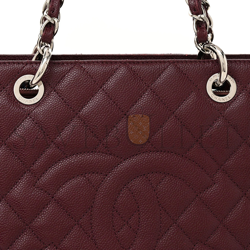 Ch**el caviar quilted grand shopping tote dark burgundy (34*24*13cm)